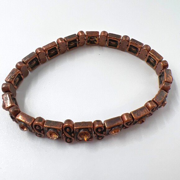 Bracelet Women Beaded Brown Crystal Infinity Elastic - Picture 2 of 2